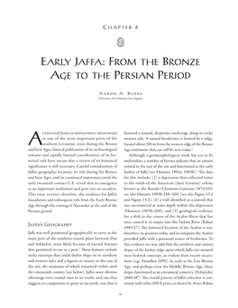 Early Jaffa: from the Bronze Age to the Persian Period