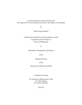 Economic Indicators and Social Networks: New Approaches to Measuring Poverty, Prices, and Impacts of Technology