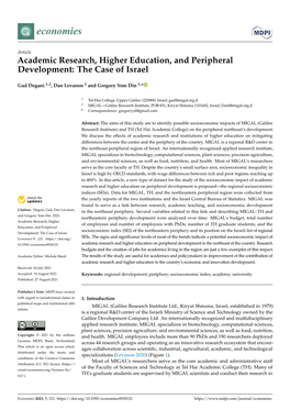 Academic Research, Higher Education, and Peripheral Development: the Case of Israel