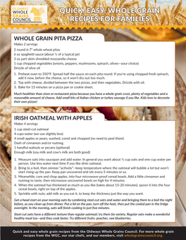 Quick, Easy, Whole Grain Recipes for Families