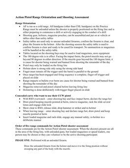 Action Pistol Range Orientation and Shooting Assessment