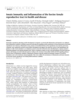 Innate Immunity and Inflammation of the Bovine Female Reproductive Tract
