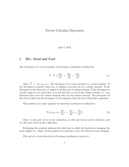 Vector Calculus Operators