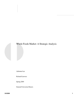 Whole Foods Market: a Strategic Analysis