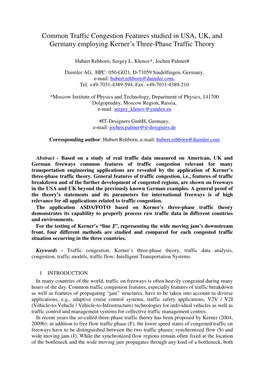 Common Traffic Congestion Features Studied in USA, UK, and Germany Employing Kerner’S Three-Phase Traffic Theory