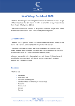 View Kirki Village Factsheet 2020