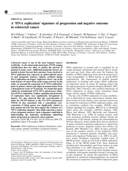 Signature of Progression and Negative Outcome in Colorectal Cancer