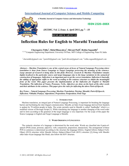 Inflection Rules for English to Marathi Translation