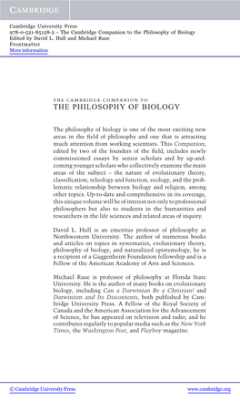 The Philosophy of Biology Edited by David L