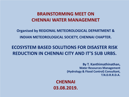 Brainstorming Meet on Chennai Water Managemnet