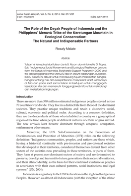 217 the Role of the Dayak People of Indonesia and the Philippines