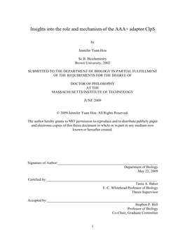 Insights Into the Role and Mechanism of the AAA+ Adaptor Clps