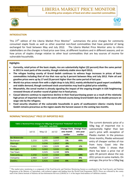 LIBERIA MARKET PRICE MONITOR a Monthly Price Analysis of Food and Other Essential Commodities