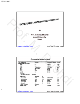 Interpretation of the Leukocytes Picture