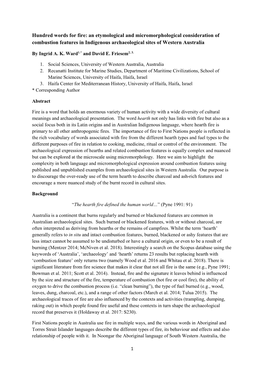 Hundred Words for Fire: an Etymological and Micromorphological Consideration of Combustion Features in Indigenous Archaeological Sites of Western Australia