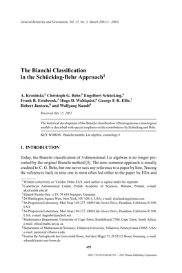 The Bianchi Classification in the Schü