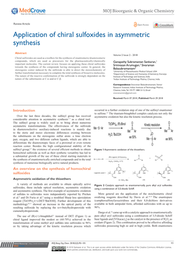 Application of Chiral Sulfoxides in Asymmetric Synthesis