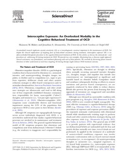 Interoceptive Exposure: an Overlooked Modality in the Cognitive-Behavioral Treatment of OCD