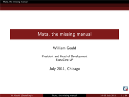 Mata, the Missing Manual