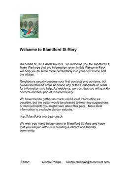 Welcome to Blandford St Mary