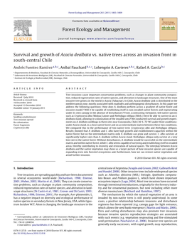 Survival and Growth of Acacia Dealbata Vs. Native Trees Across an Invasion Front in South-Central Chile