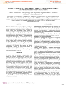 Análise Temporal Da Cobertura Da Terra Na Esec Raso Da Catarina Através Do Uso De Imagens De Satélite
