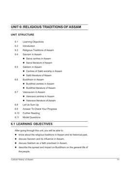 Unit 6: Religious Traditions of Assam