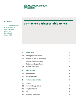 Backbench Business: Pride Month Number CDP 2021/0099 by Douglas Pyper, Esme Kirk-Wade, Maria Lalic, Sue Holland 18 June 2021