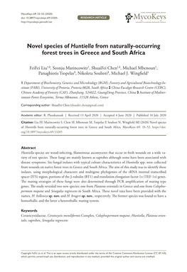 Novel Species of Huntiella from Naturally-Occurring Forest Trees in Greece and South Africa