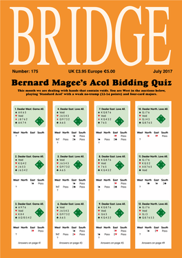 Bernard Magee's Acol Bidding Quiz