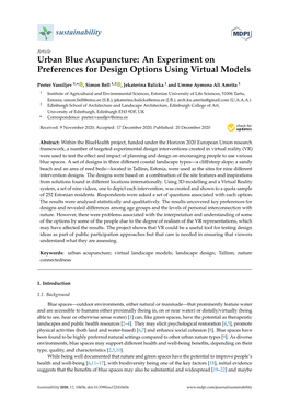 Urban Blue Acupuncture: an Experiment on Preferences for Design Options Using Virtual Models