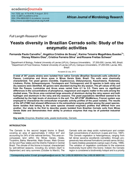 Yeasts Diversity in Brazilian Cerrado Soils: Study of the Enzymatic Activities