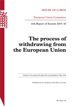 The Process of Withdrawing from the European Union