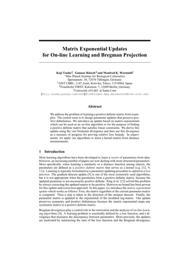 Matrix Exponential Updates for On-Line Learning and Bregman