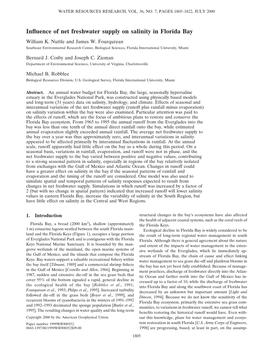 Influence of Net Freshwater Supply on Salinity in Florida