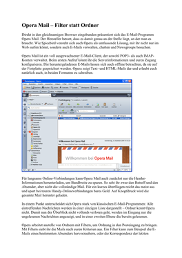Opera Mail – Filter Statt Ordner
