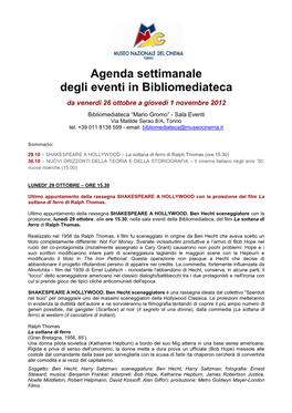 37 Agenda Bibliomediateca Dal 26.10 Al 01.11.2012 Ok