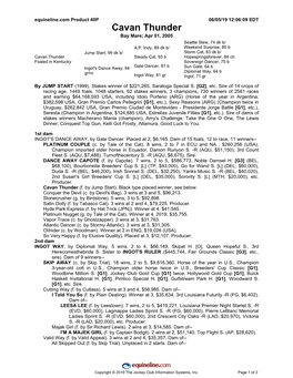 Cavan Thunder Bay Mare; Apr 01, 2005 Seattle Slew, 74 Dk B/ A.P