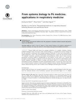 From Systems Biology to P4 Medicine: Applications in Respiratory Medicine