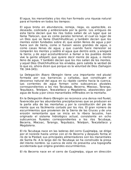 El Agua, Los Manantiales Y Los Ríos Han Formado Una Riqueza Natural Para El Hombre En Todos Los Tiempos