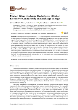 Contact Glow Discharge Electrolysis: Eﬀect of Electrolyte Conductivity on Discharge Voltage