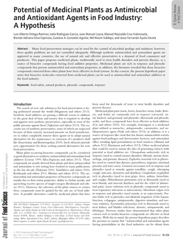 Potential of Medicinal Plants As Antimicrobial and Antioxidant Agents in Food Industry: a Hypothesis