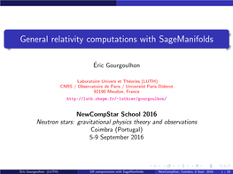 General Relativity Computations with Sagemanifolds