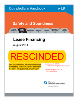 Lease Financing, Comptroller's Handbook