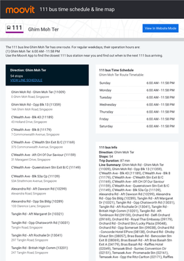 111 Bus Time Schedule & Line Route