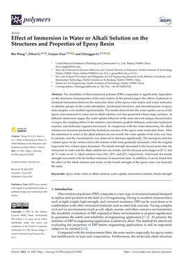 Effect of Immersion in Water Or Alkali Solution on the Structures and Properties of Epoxy Resin