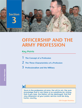 OFFICERSHIP and the ARMY PROFESSION Key Points