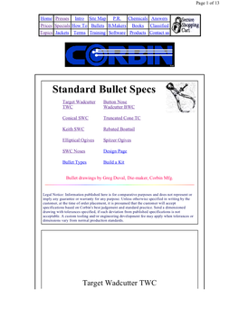 Standard Bullet Specs