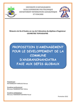 Proposition D'amenagement Pour Le Developpement De