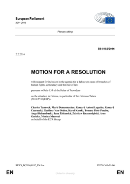 En En Motion for a Resolution